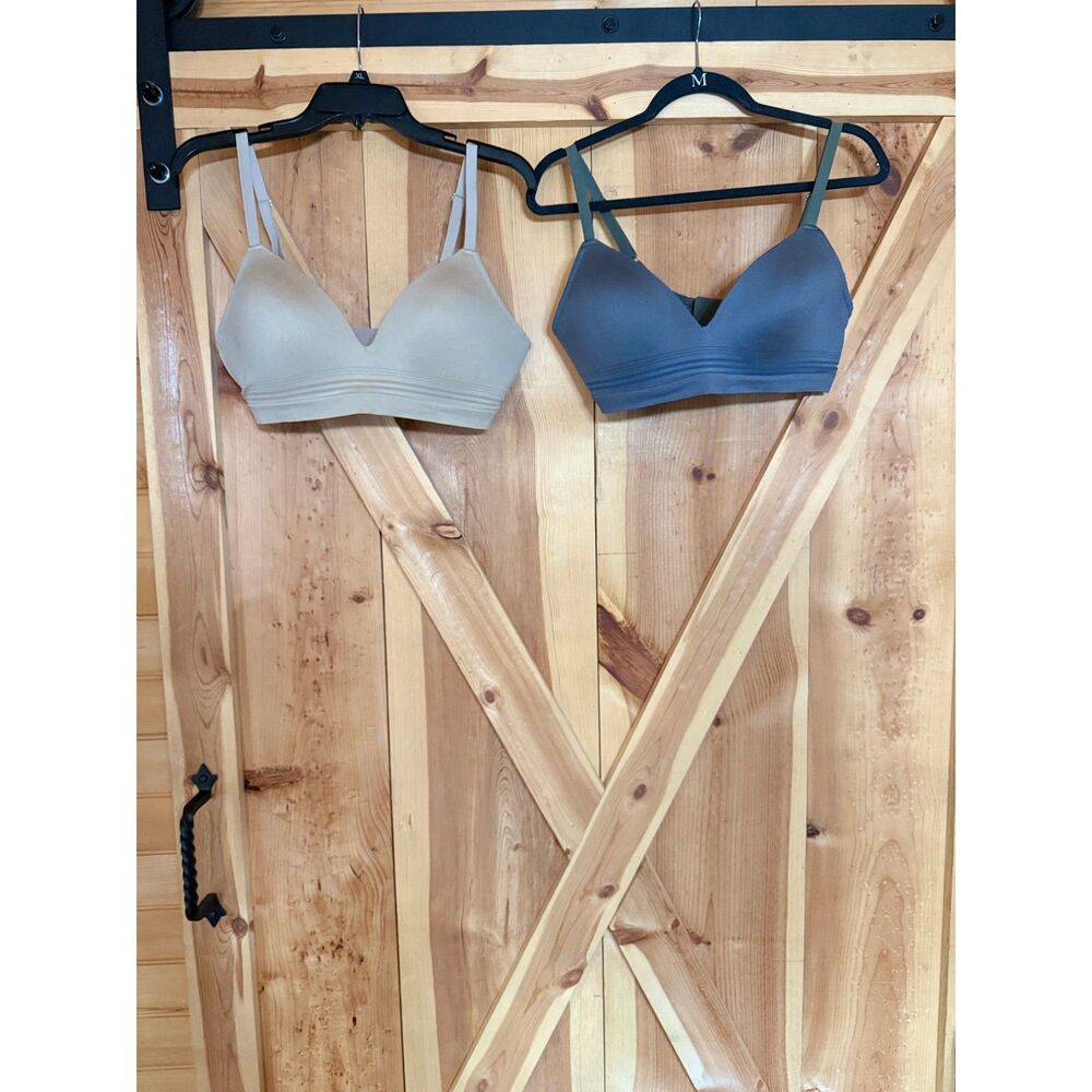 Joyspun Womens Large Wireless Bralette Contour Bra Lot 2 Beige Green Stretch
